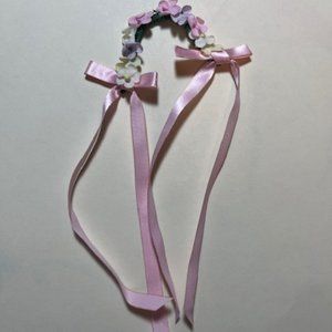 Vintage Barbie Skipper Doll Original Headband Flowers with Light Pink Ribbon NM